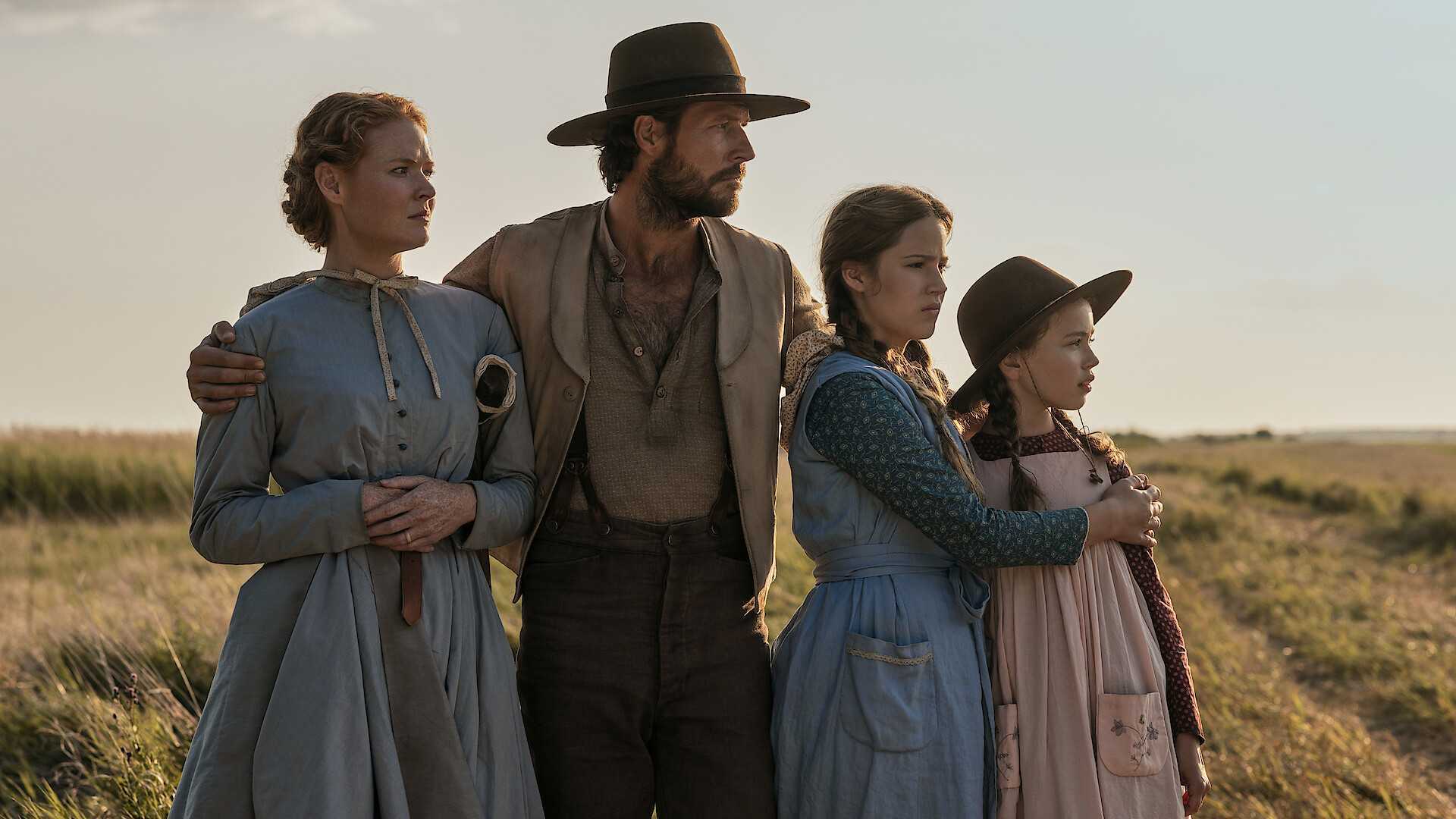 Luke Bracey, Crosby Fitzgerald, Skywalker Hughes e Alice Halsey em Little House on the Prairie da Netflix (2026)