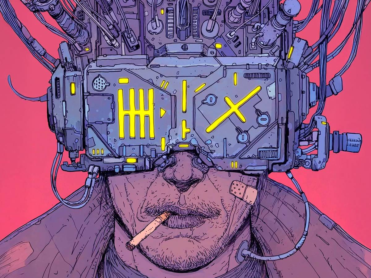 Bastidores de Neuromancer com J.D. Dillard dirigindo cena futurista em set escuro com luzes azuis